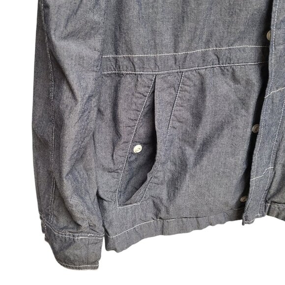 Divided by H&M Jacket  Mens Medium Hooded Chambray Anorak Zip Front Casual - Picture 4 of 7